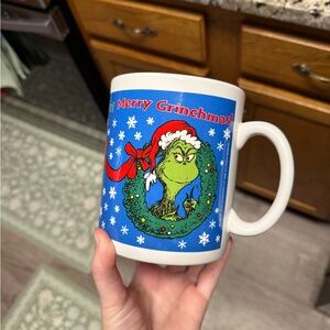 Vintage Large Merry Grinchmas Mug with Wreath Design and Grinch